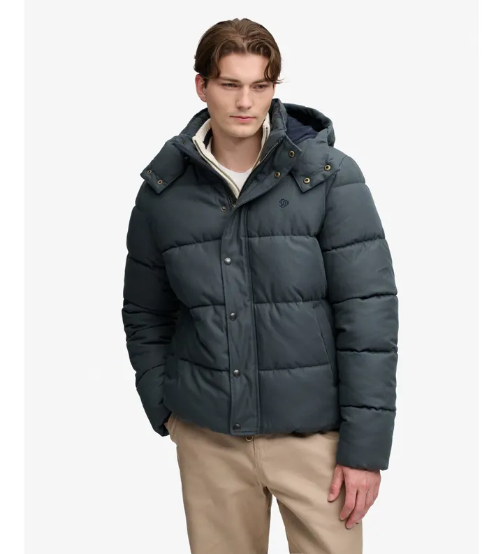 Superdry para hombre. M5012430A Chaqueta con capucha Premium Check verde (L), Casual, Lyocell