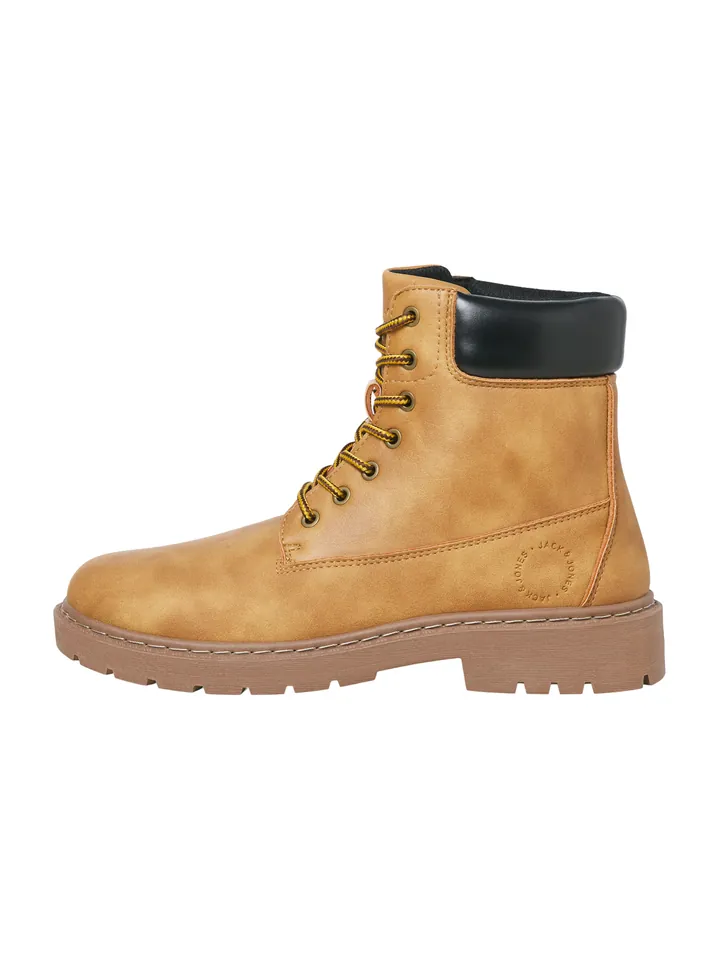 JACK & JONES Botas con cordones 'JFWAINSWORTH' mostaza / negro
