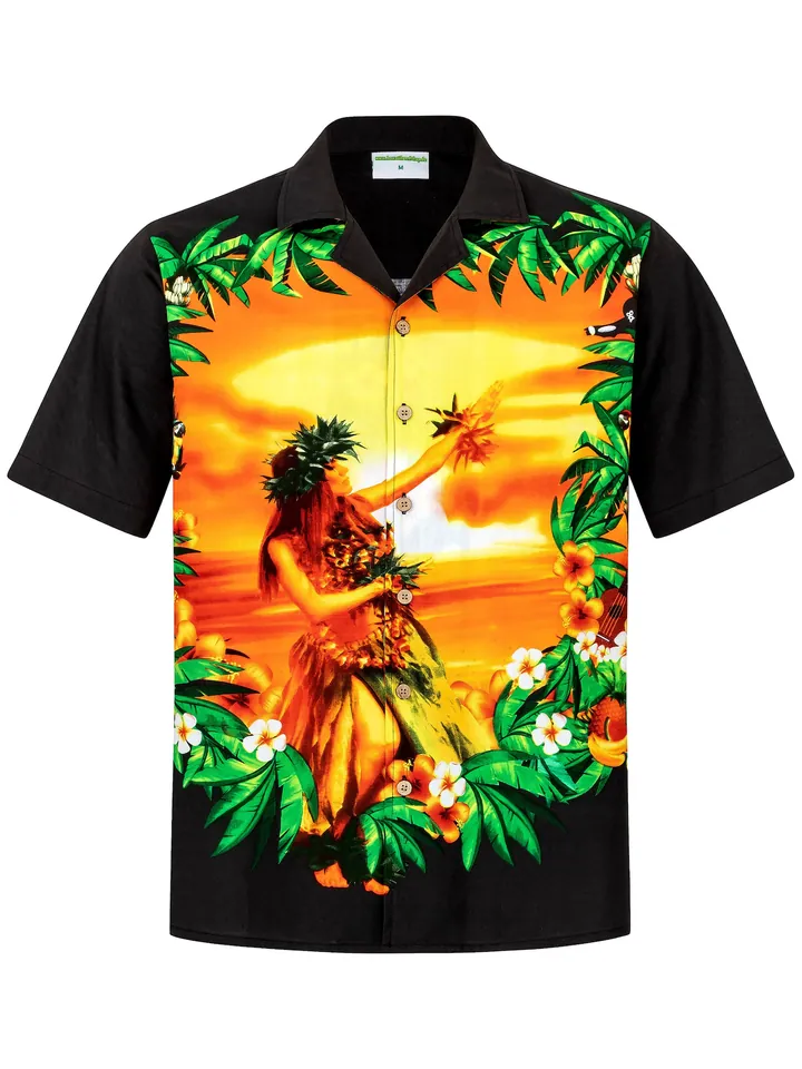 Hawaiihemdshop.de Camisa 'Hawaiihemd Hawaiian Beauty' negro