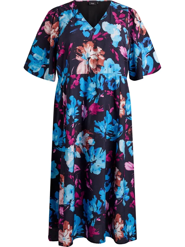 Zizzi Vestido 'Mclaru'  azul oscuro / rosa oscuro / rojizo / negro
