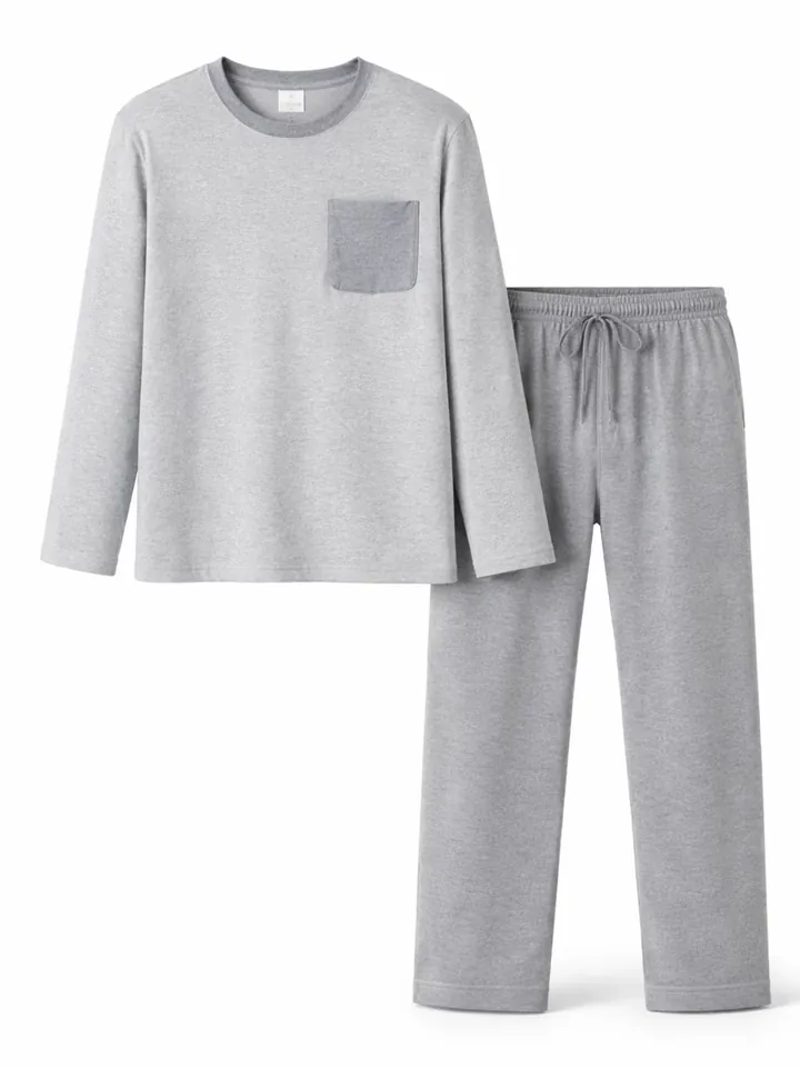 PANTONECLO Pijama largo 'Pantoneclo Men’s Night Wear Long Set' gris
