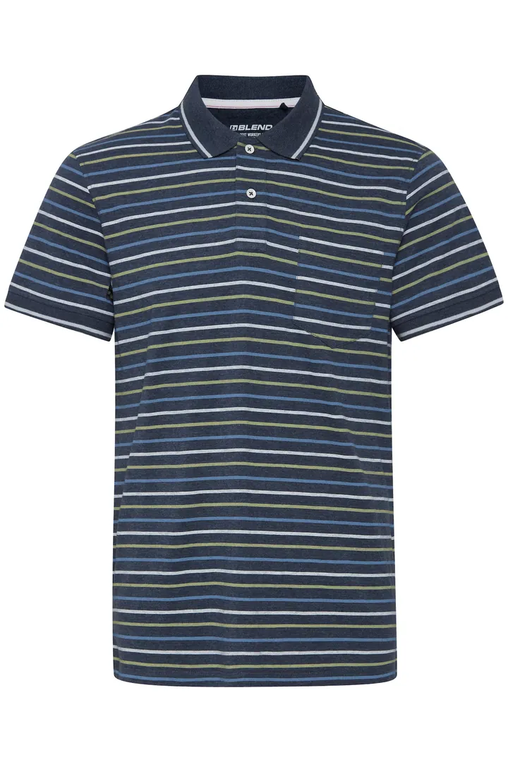 BLEND Camiseta 'Dominik' azul / verde / blanco