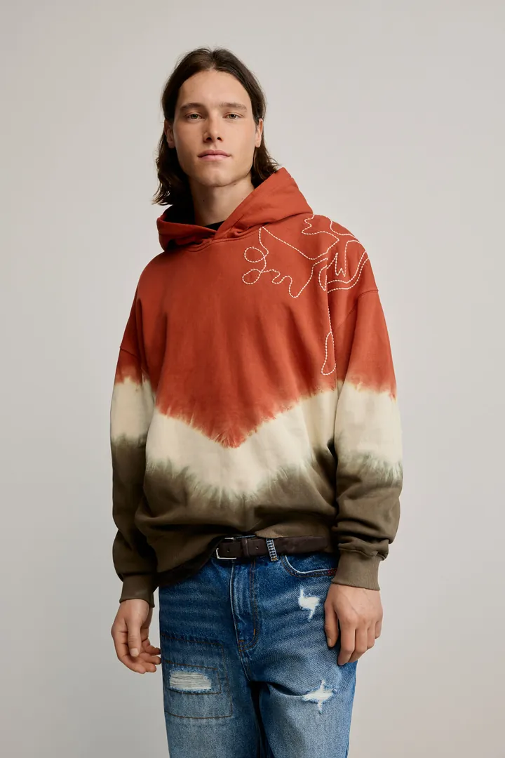 Desigual, Sudadera tie dye, Hombre, Algodon, Rojo, L