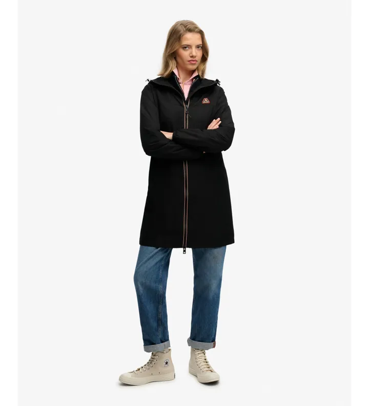 Superdry para mujer. W5012148A Cortavientos Longline TRI negro (L), Casual, Poliéster Reciclado