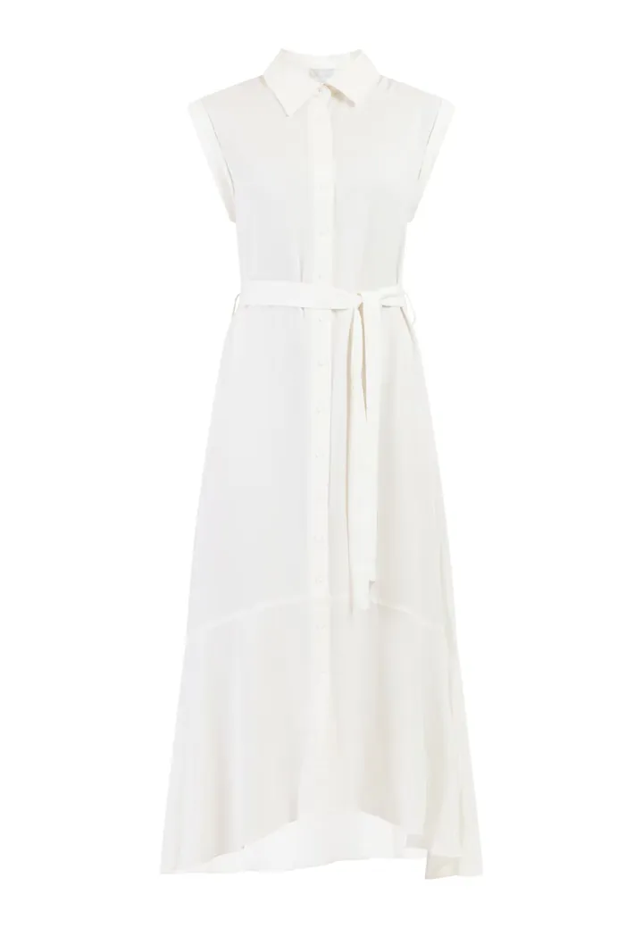 RISA Vestido camisero  blanco lana