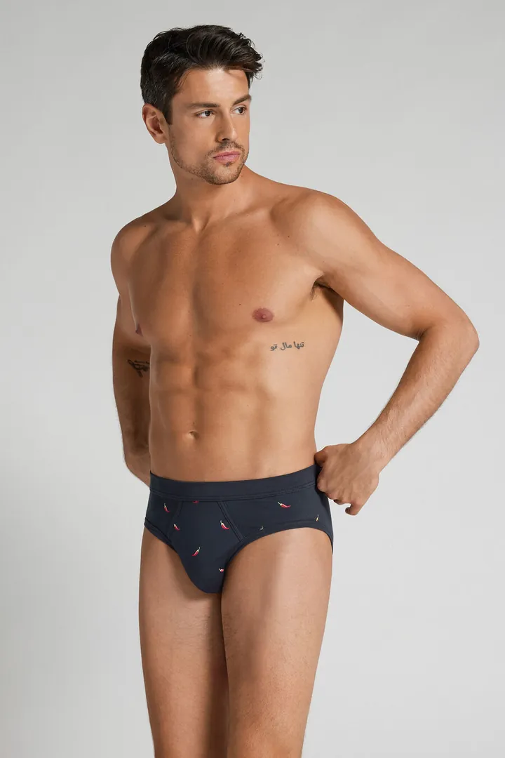 Intimissimi Slip Algodón Superior Estampado Guindilla Hombre Azul Tamaño 38