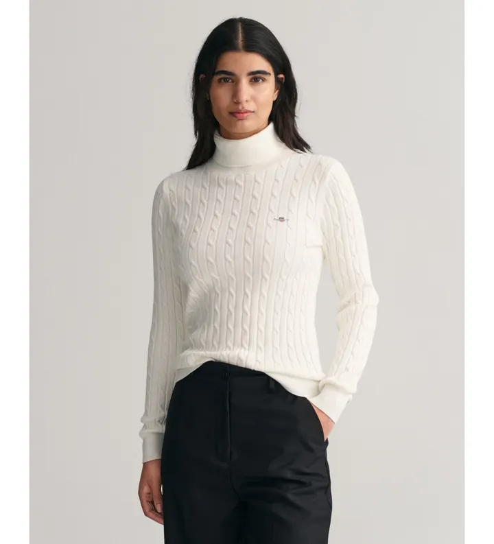 Gant para mujer. 4800102 Jersey De Punto De Ochos Con Cuello De Cisne En Algodón Elástico blanco (L), Casual