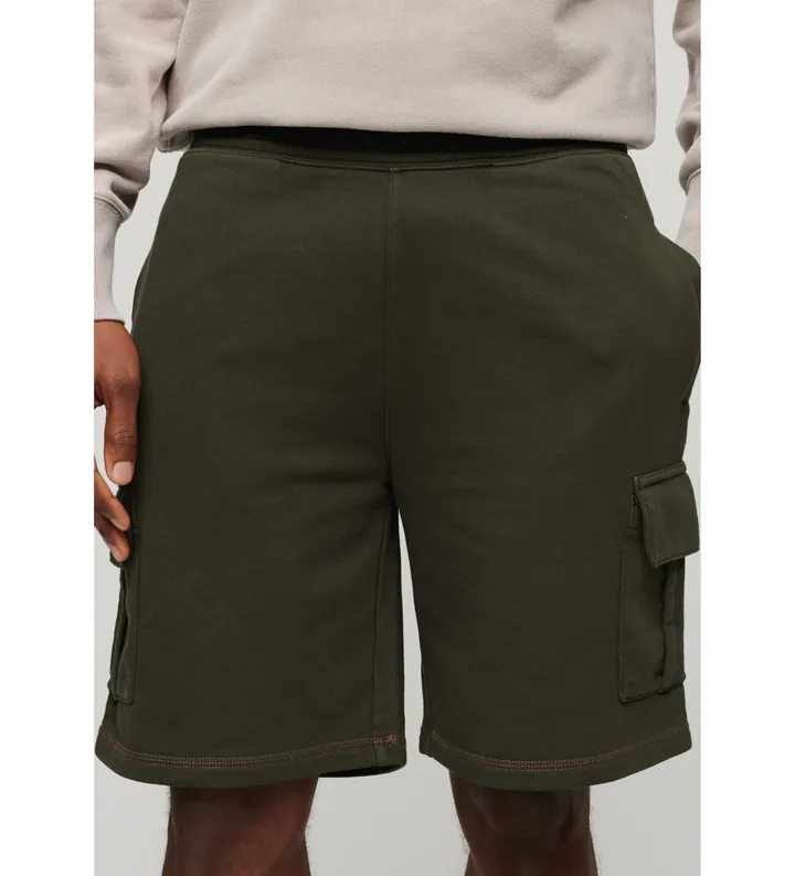 Superdry para hombre. M7110425A Pantalón corto tipo cargo con pespuntes en contraste verde (L), Casual, Algodón