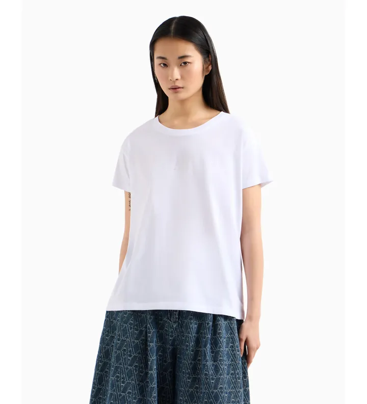 A|X Armani Exchange para mujer. XW000830AF10356U0002 Camiseta de manga corta blanco (L), Casual, Algodón