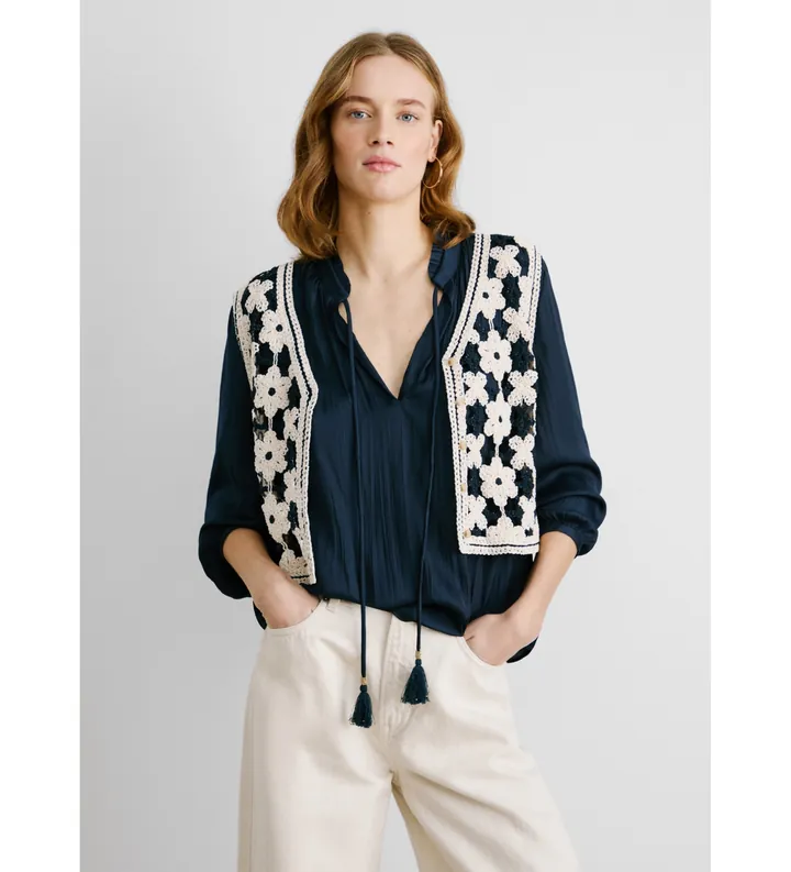Pepe Jeans para mujer. PL702292 Chaleco Olivia blanco crudo (L), Casual, Algodón