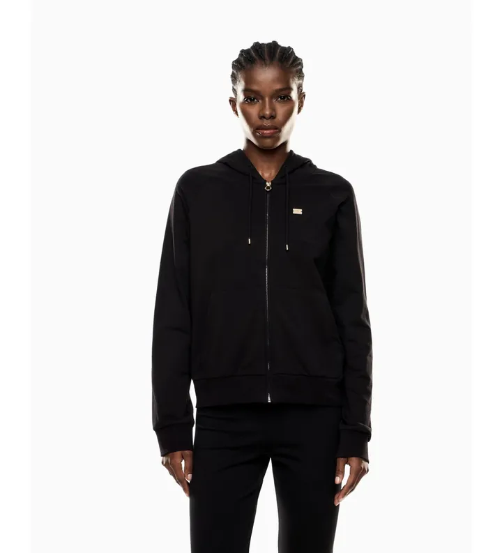 EA7 para mujer. 7W000458_AF13135 Sudadera Core Lady con capucha negro (M), Casual, Algodón, Manga corta