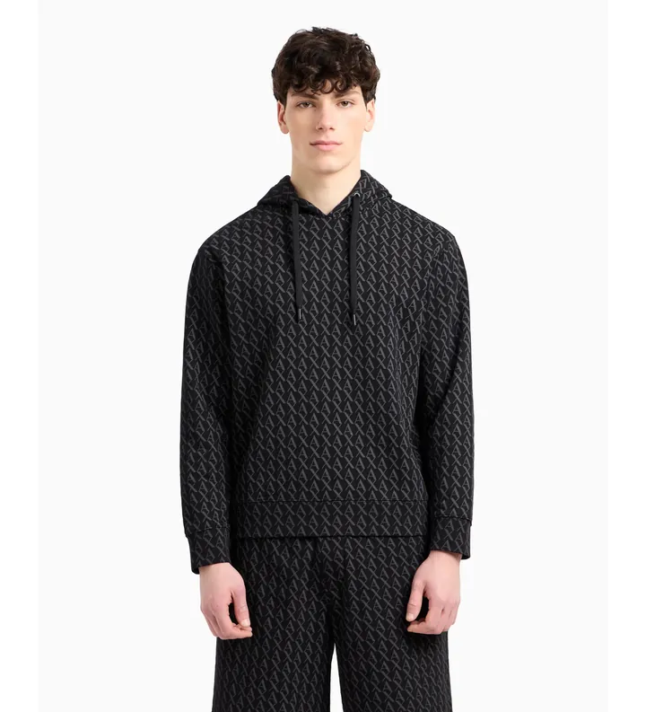 A|X Armani Exchange para hombre. XM001225AF11847FC026 Sudadera Multi Logo negro (L), Casual, Algodón