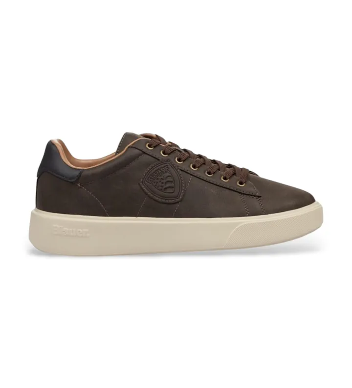 Blauer para hombre. F5BUCK01 Zapatillas de piel Scarpa marrón (44), Plano, Cordones, Casual