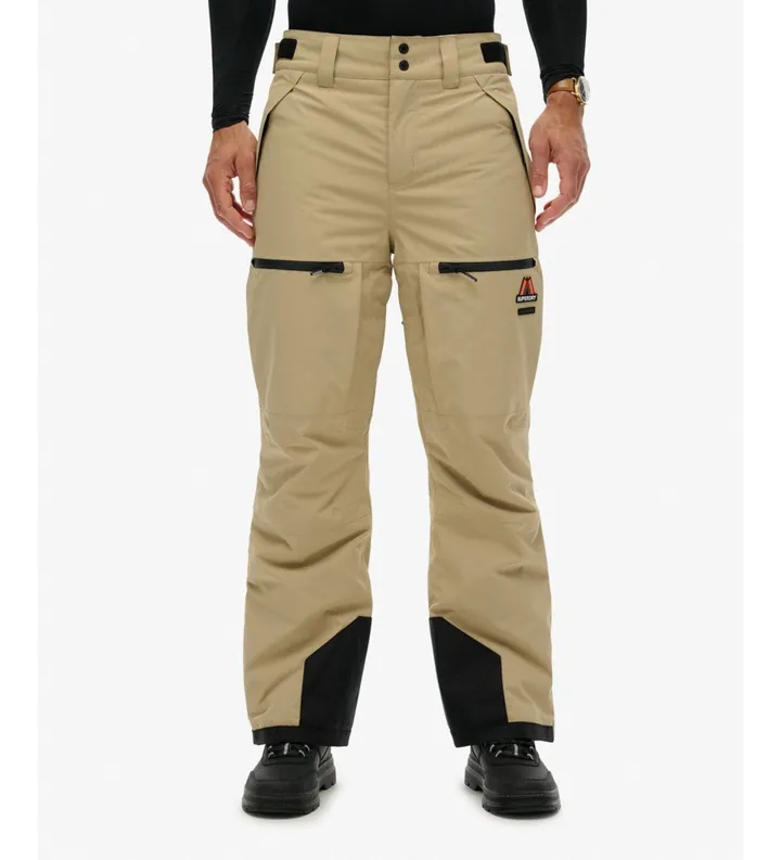 Superdry para hombre. MS110193A Pantalón Ski Shell beige (L), Casual, Deportivo, Nieve, Poliéster Reciclado, Sostenible
