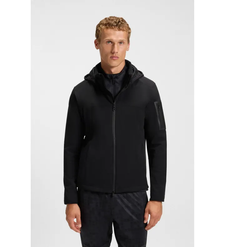 BOSS para hombre. 50544557 Chaqueta Hexashell negro (L), Casual, Poliéster