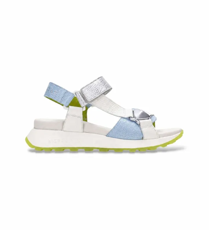Hispanitas para mujer. CHV264807 Sandalias Ambar blanco roto, azul (37), Piel, 3 a 5cm, Velcro, Casual