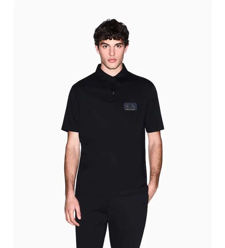 A|X Armani Exchange para hombre. XM002232AF10364UC001 Polo de ALgodón negro (L), Casual, Manga corta