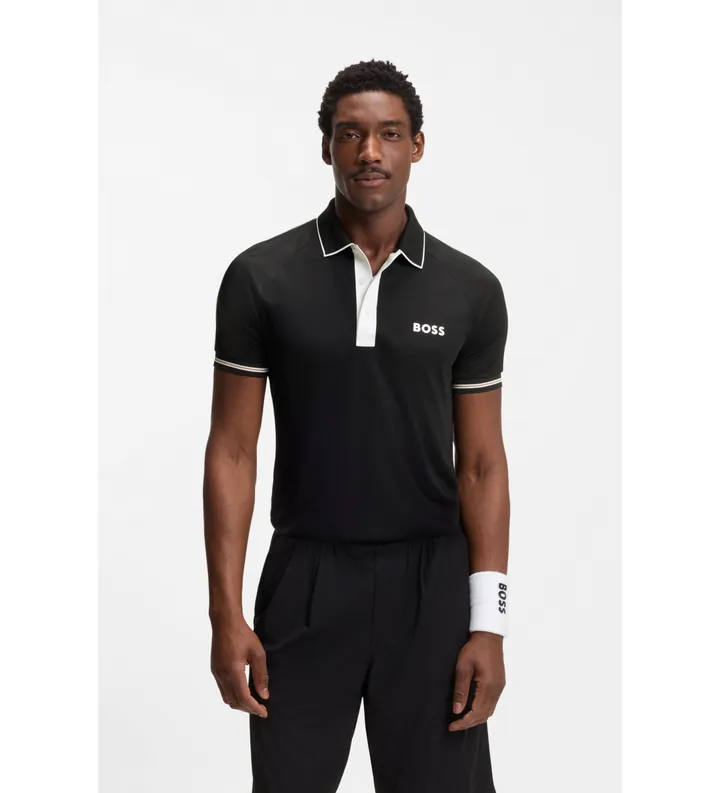BOSS para hombre. 50559214 Polo Toc negro (L), Casual, Deportivo, Tenis/Padel, Poliéster, Manga corta