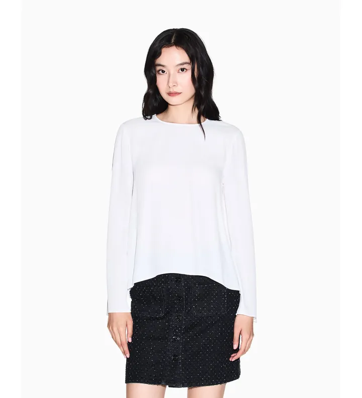 A|X Armani Exchange para mujer. XW001796AF16117U1003 Blusa Move blanco (L), Casual, Viscosa, Manga larga
