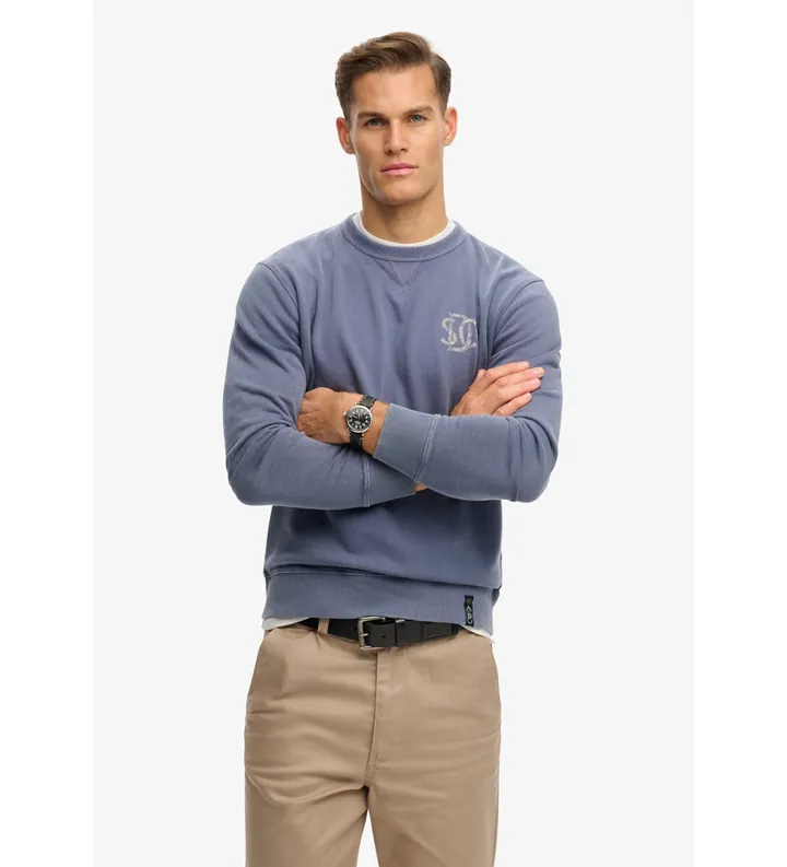Superdry para hombre. M2014491A Sudadera Merchant azul (L), Casual, Algodón