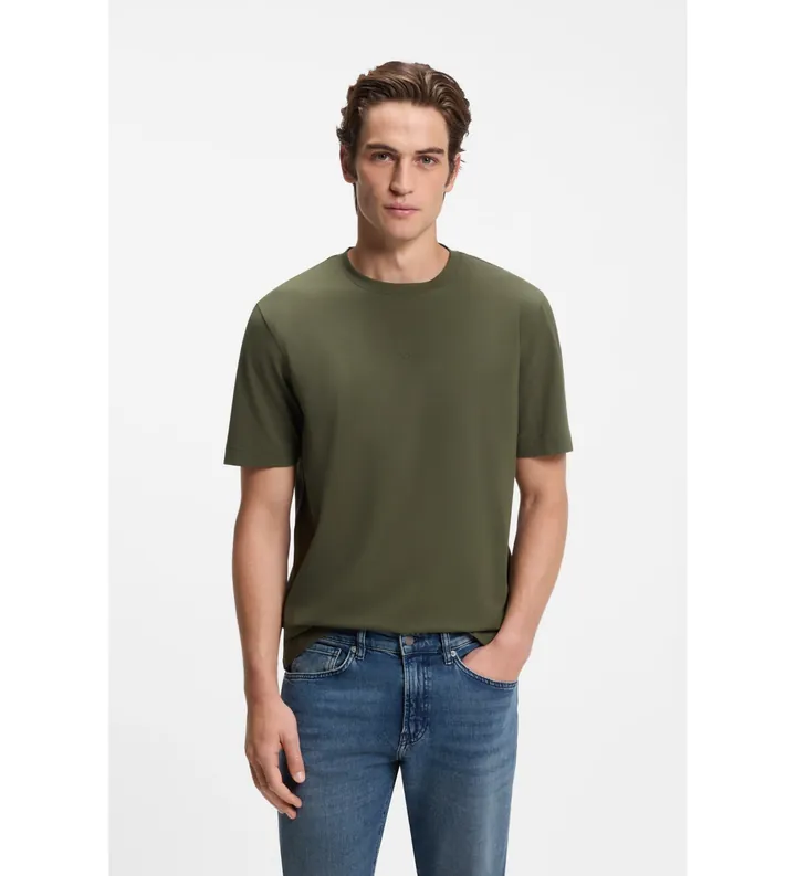 BOSS para hombre. 50473278 Camiseta TChup verde oscuro (L), Casual, Algodón, Manga corta