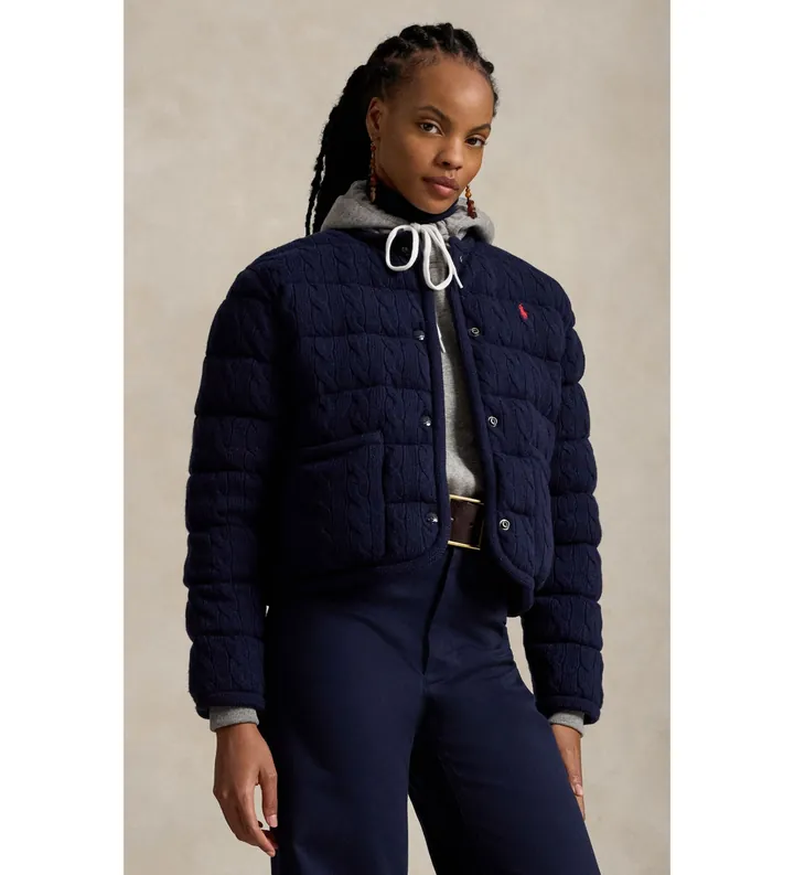Polo Ralph Lauren para mujer. 211A10459002 Chaqueta de lana y cachemira con botones marino (L), Casual