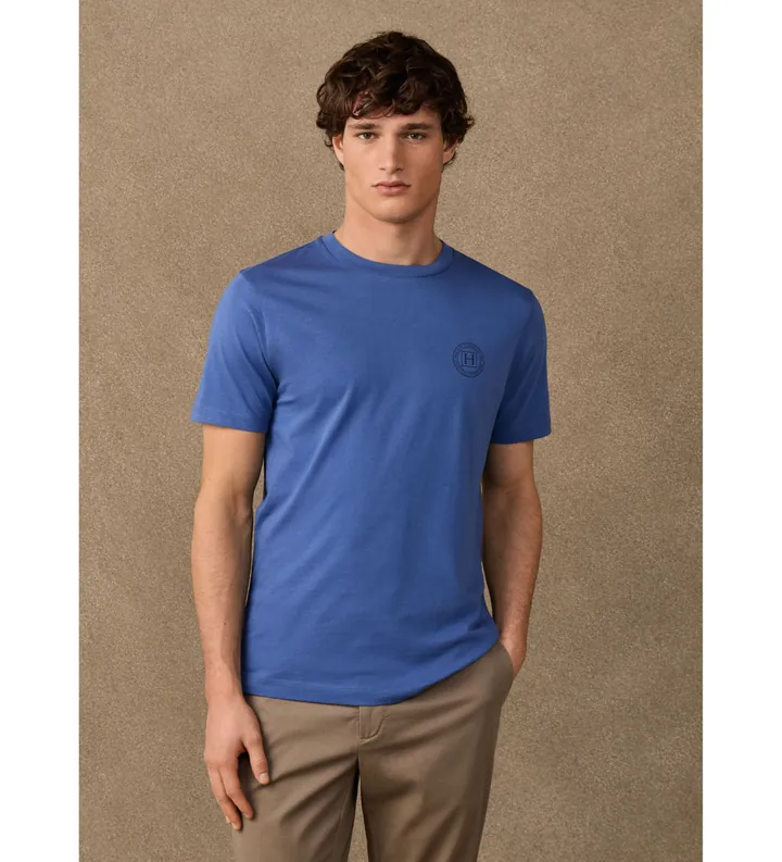 Hackett London para hombre. HM5000121 Camiseta H azul (L), Casual, Algodón, Manga corta