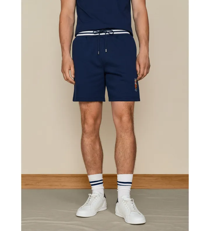 Hackett London para hombre. HM5800144 Pantalón corto de felpa marino (L), Casual, Algodón