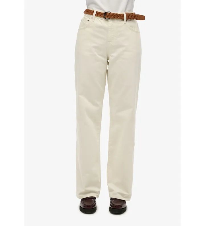 Superdry para mujer. W7011200A Pantalón Mid blanco roto (32/32), Casual, Algodón