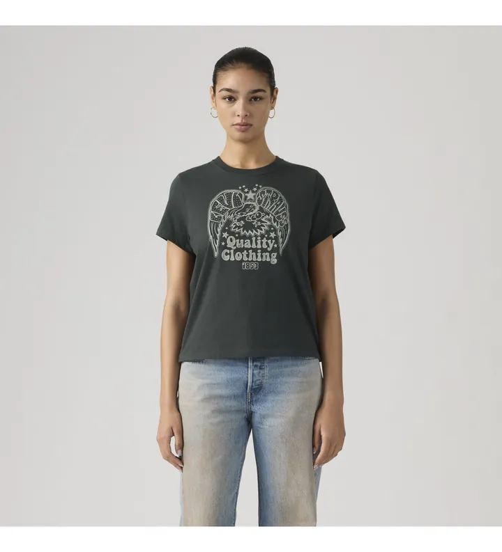 Levi's para mujer. 005GV-0009 Camiseta T2 Perfect gris oscuro (L), Casual, Algodón, Manga corta