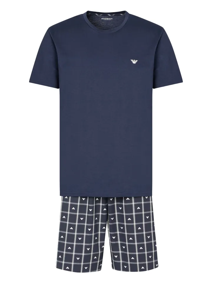 Emporio Armani Pijama corto azul / blanco
