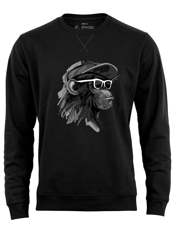 Cotton Prime Sudadera 'Cool Monkey Mit Brille'  gris / negro / blanco