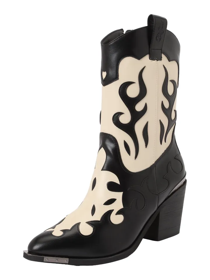 BUFFALO Botas camperas ecru / negro
