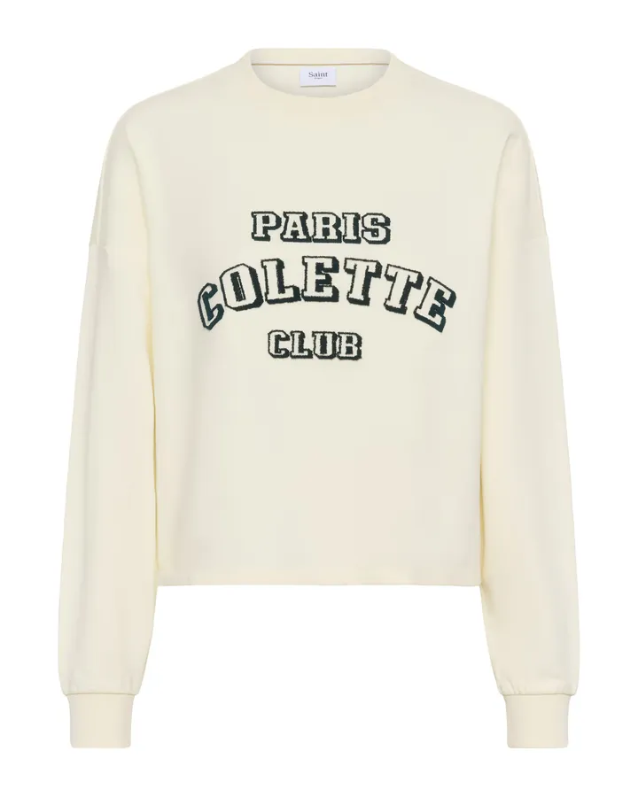 SAINT TROPEZ Sudadera 'IdamayeSZ' marfil / negro
