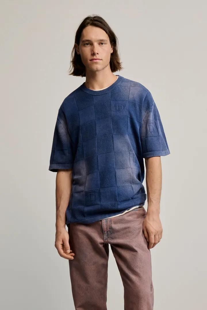Desigual, Camiseta efecto lavado, Hombre, Algodon, Azul, L