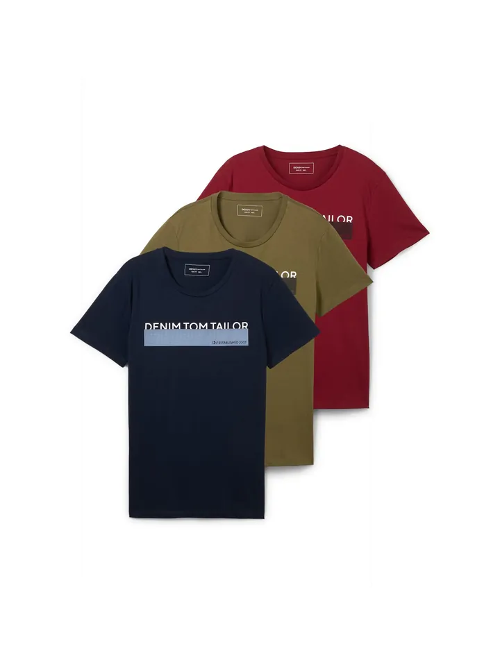 TOM TAILOR DENIM Camiseta  navy / caqui / rojo / blanco