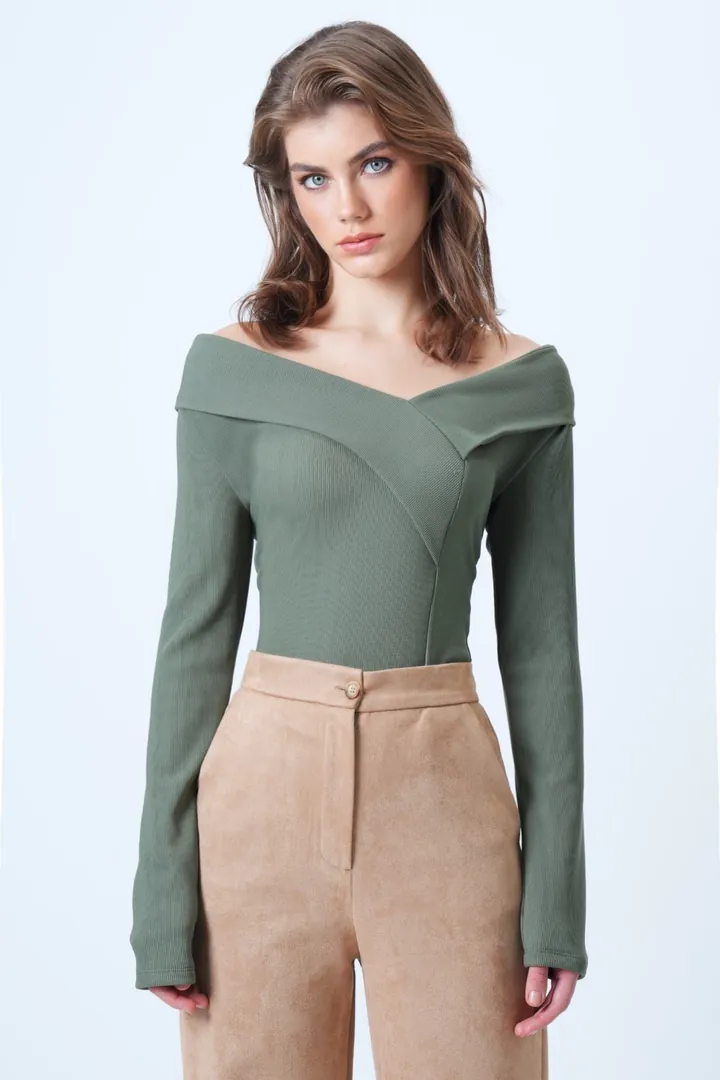 Trend Alaçatı Stili Camiseta caqui