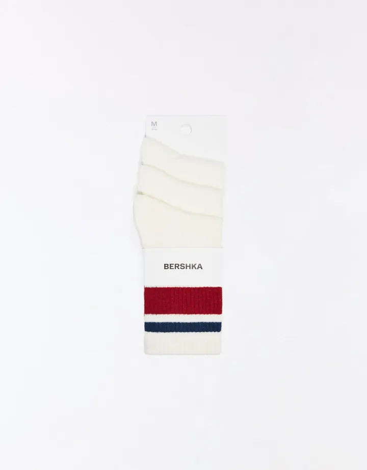 Bershka Pack Calcetines Retro Hombre L Blanco