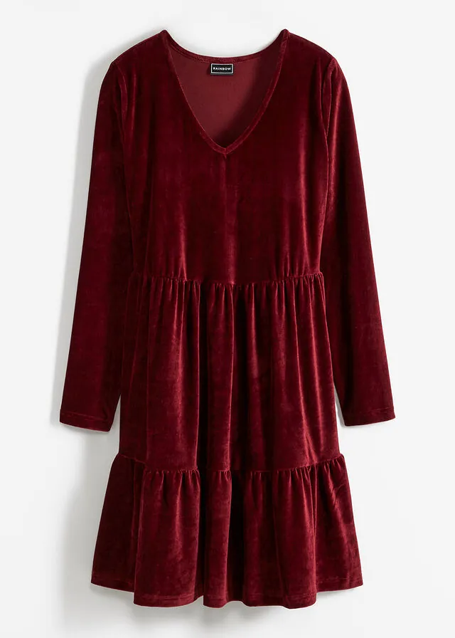 Vestido corto de terciopelo elástico