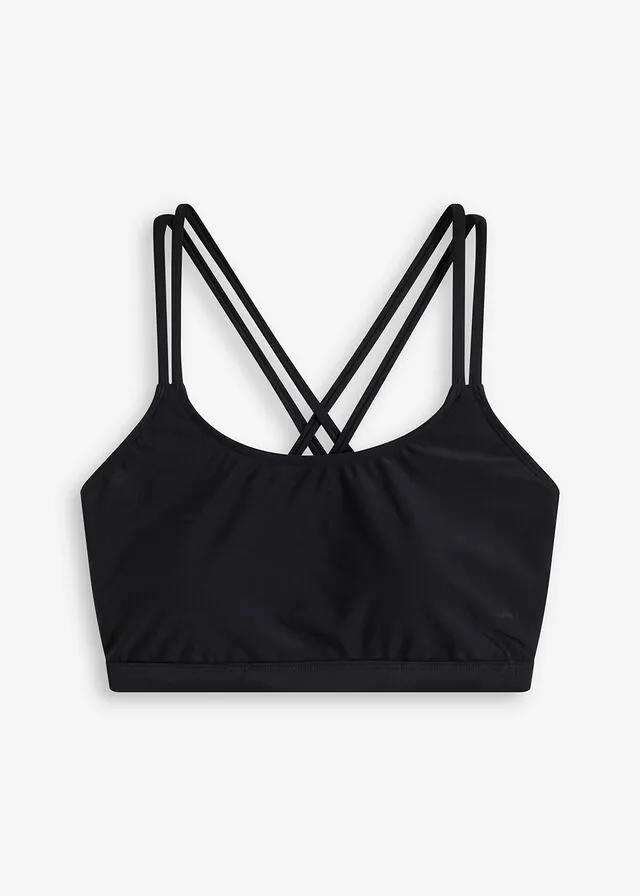 Top de bikini bustier con tirantes cruzados