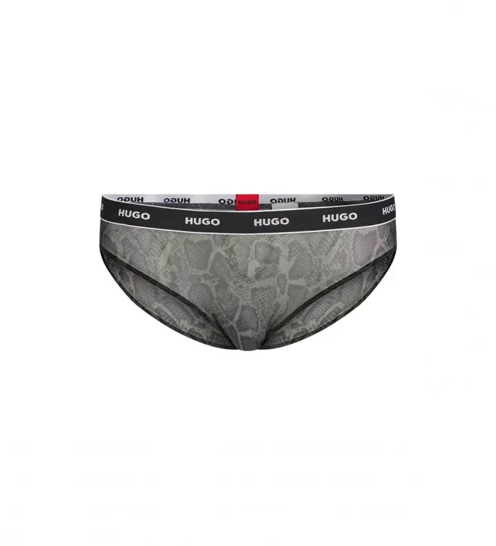 HUGO para mujer. 50481057 Braguitas de malla con estampado de serpiente verde grisaceo (XS), Homewear, Poliamida