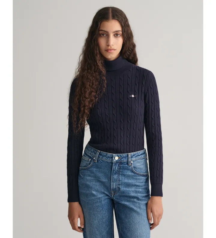 Gant para mujer. 4800102 Jersey De Punto De Ochos Con Cuello De Cisne En Algodón Elástico marino (L), Casual