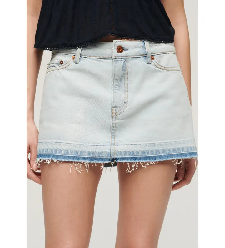 Superdry para mujer. W7210317A Minifalda vaquera azul (28), Casual, Algodón, Denim