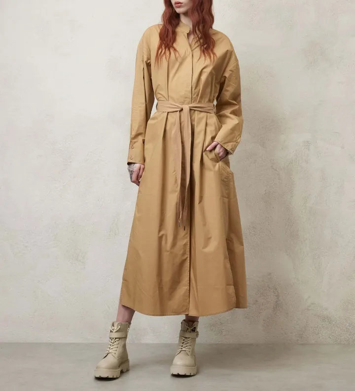 Blauer para mujer. 24SBLDV01277 Vestido Cinturón marrón (S), Casual, Algodón, Manga larga
