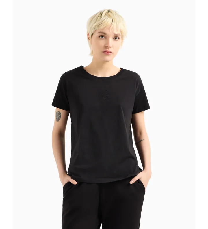 A|X Armani Exchange para mujer. XW000830AF10356UC001 Camiseta de manga corta negro (L), Casual, Algodón