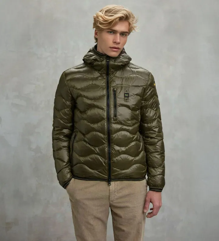 Blauer para hombre. 25WBLUC03074 Plumífero Ondulado Wave verde (L), Casual, Poliéster