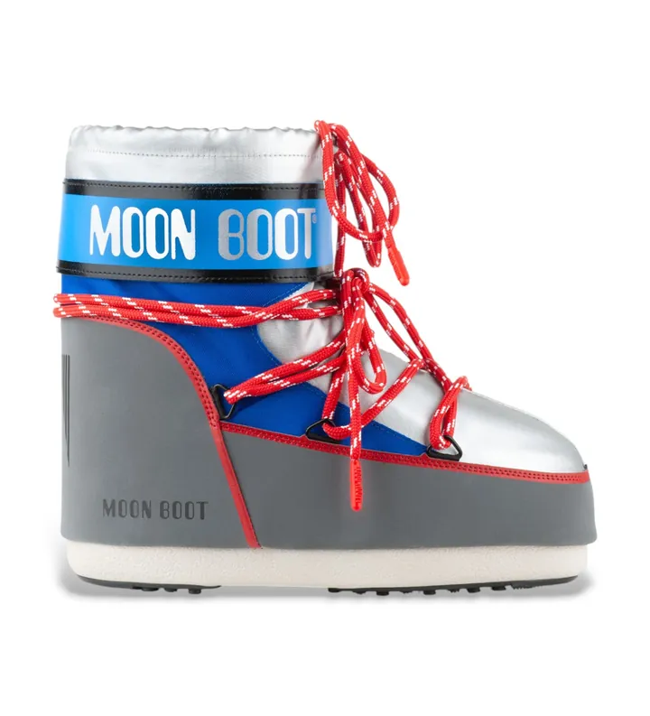 Moon Boot unisex. 80D1409650 Botas Icon Low Space Racing gris (36/38), Plano, Cordones, Casual