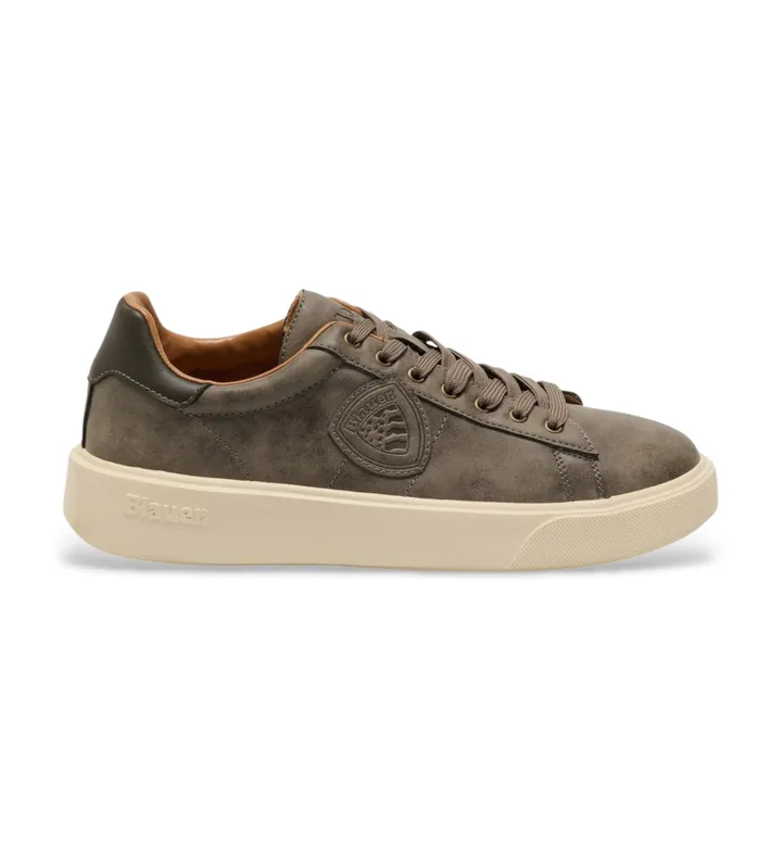 Blauer para hombre. F5BUCK01 Zapatillas de piel Scarpa taupe (44), Plano, Cordones, Casual