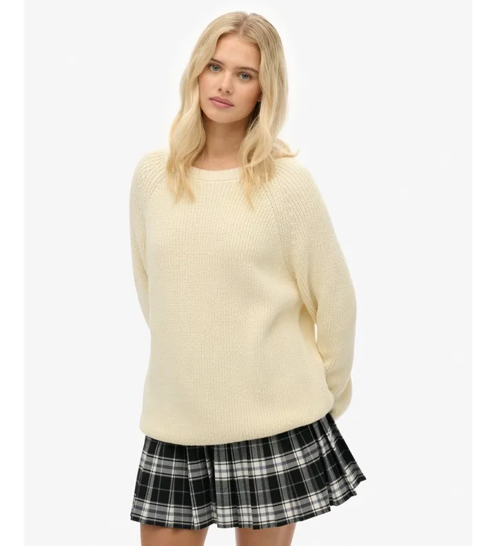 Superdry para mujer. W6110672A Jersey Relaxed Rib Knitted beige (L), Casual, Algodón