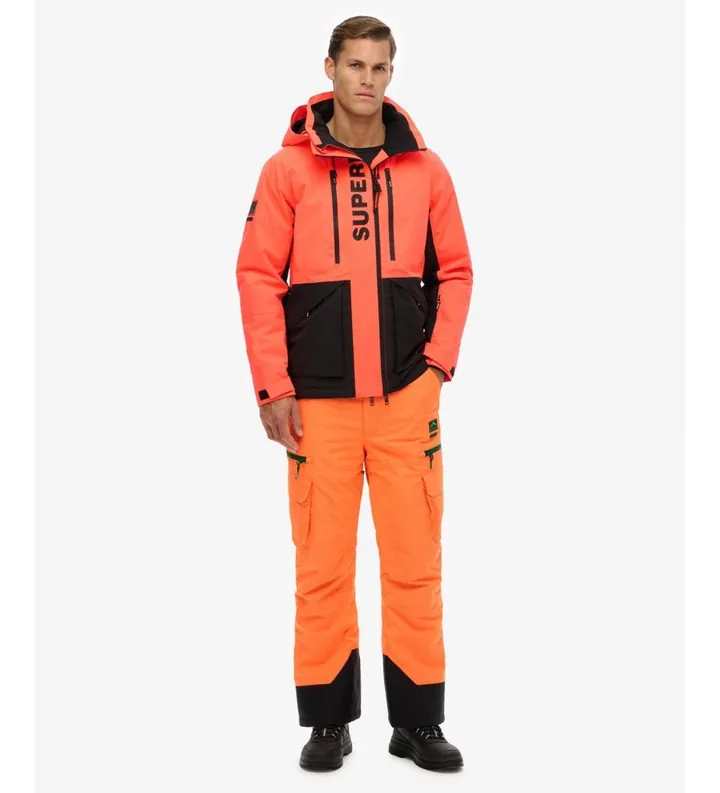Superdry para hombre. MS110195A Pantalón Ultimate Freestyle Ski naranja (L), Deportivo, Poliéster, Nieve, Outdoor